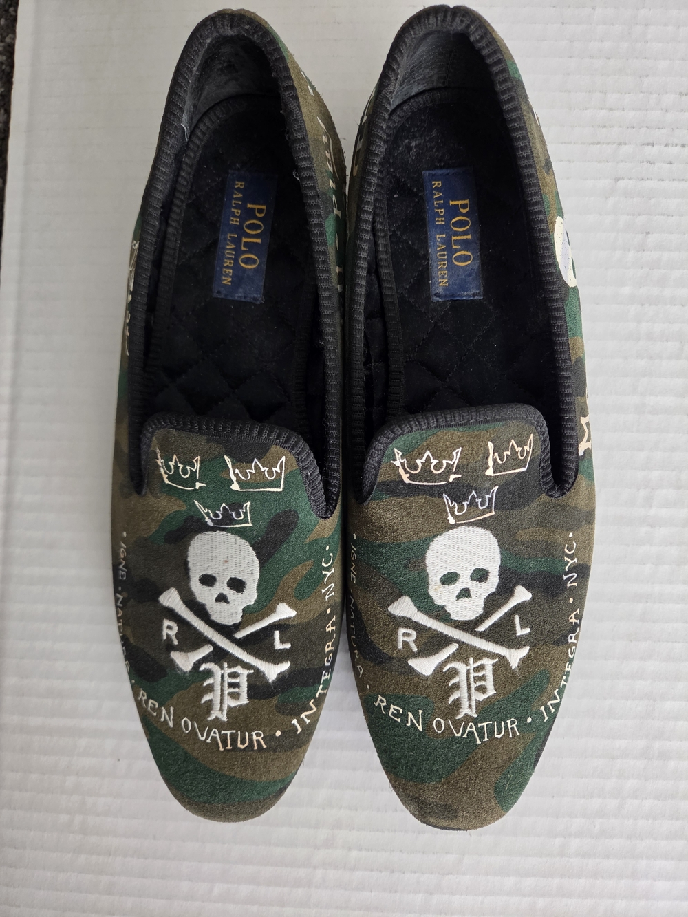 Polo by Ralph Lauren Men’s Camo Slip-On Shoes with Skull Graphic 8.5